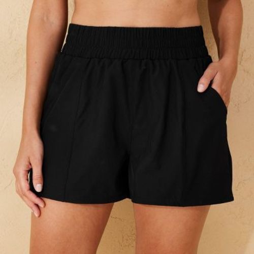 Women's 3" High Waist Swim Board Shorts With Pockets - Shade & Shore™ Black M
