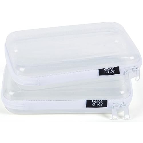 Peace & Tidy Clear Zippered Storage Bin – 5.5"x8.5" Hard-Sided, Stackable Organizer for Toys, Crafts, and Pantry – Durable Plastic Container with Dust-Free Protection
