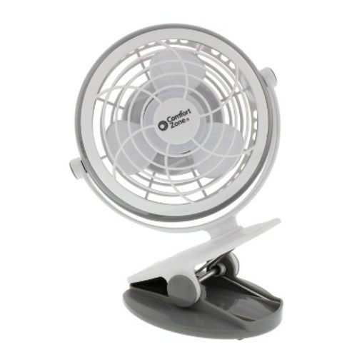 Comfort Zone 4" USB Clip-On Perfect for the office or stroller Personal Fan CZBT4GR Gray