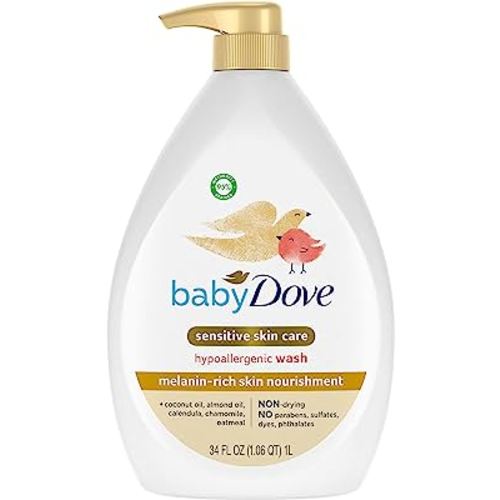 Baby Dove Sensitive Baby Wash Melanin-rich Skin Nourishment For Baby Bath Time Tear-Free and Hypoallergenic 34 oz