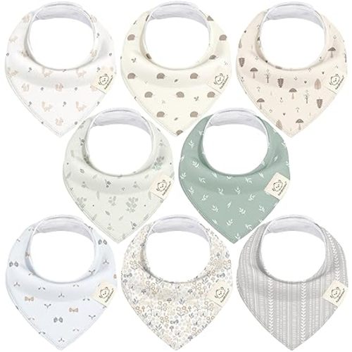 8-Pack Organic Baby Bandana Drool Bibs - Super Absorbent Baby Bibs for Baby Girls, Baby Boys, Soft Cotton Bandana Bibs, Baby Drool Bib, Teething Bibs for Infant, Toddler, Bib Girl (Prairie)