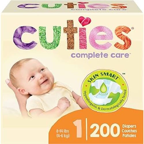 Cuties | Skin Smart, Absorbent & Hypoallergenic Diapers with Flexible & Secure Tabs | Bulk Case | Size 1 | 200 Count