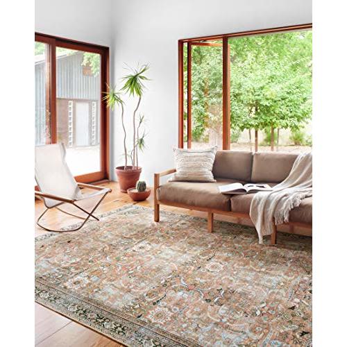 Loloi II Wynter Collection WYN-02 Auburn/Multi 7'-6" x 9'-6", 13" Thick, Area Rug, Soft, Durable, Printed, Vintage Inspired, Low Pile, Non-Shedding, Easy Clean, Living Room Rug