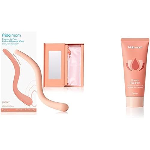 Frida Mom Prepare-to-Push Perineal Massage Wand + Stretch Prep Balm | Massage + Stretch Perineum to Reduce Risk of Tearing