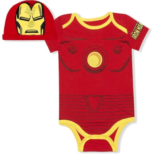 Iron Man Newborn  Bodysuit and Hat Set - Red