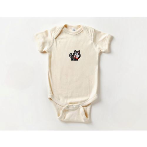 Husky Dog Embroidered Patch Baby infant bodysuit, baby boy, girl, unisex clothing, baby shower, pregnancy gift
