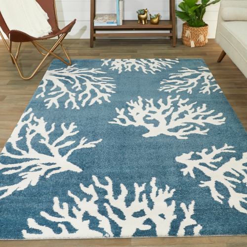 Caistor Coastal Coral Reef Pattern Tropical Area Rug