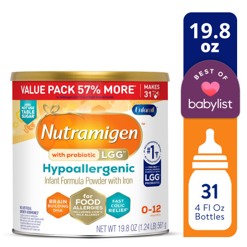 Nutramigen Hypoallergenic Powder Baby Formula, Colic Relief from Cow's Milk Allergy Starts in 24H, 19.8 Oz Can