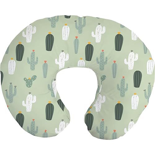 Little Grape Land Nursing Pillow for Infants, Breastfeeding Pillows, Baby Support Pillow for Nursing, Bottle Feeding, Tummy Time with Machine Washable Cover & Breathable Filling (Blossom Cactus)