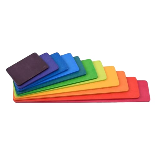 **Pre-order (Ships in 2-3 Weeks)**11 Pcs Wooden Rainbow Rectangular Building Boards in Primary Colors