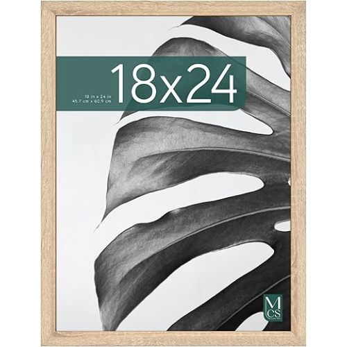 MCS Studio Gallery 18x24 Poster Frame Natural Woodgrain Engineered Wood, Vertical & Horizontal Wall Hanging Large Picture Frame for Photos, Posters & Art Prints (1-Pack)