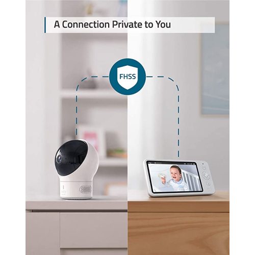 Video Baby Monitor, eufy Security, Video Baby Monitor with Camera and Audio, 720p HD Resolution, Night Vision, 5" Display, 110° Wide-Angle Lens Included, Lullaby Player, Ideal for New Moms