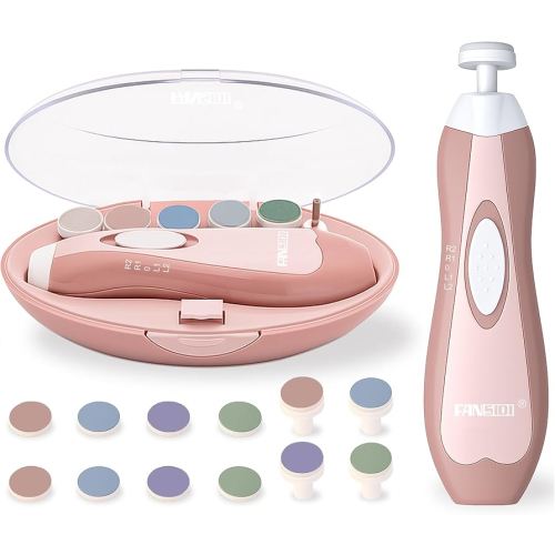 Fansidi Baby Nail Trimmer Electric – Limited Blush Petal Pink, Gentle Baby Nail File Electric| 10 Grinding Heads + 8 Replacement Pads| Quiet LED |Baby Nail Clippers for Newborn Infant Toddler