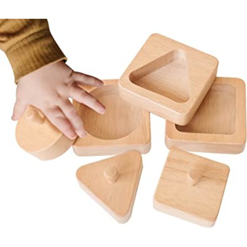 Montessori Shape Puzzle - Baby Puzzles for 1 Year Olds - Baby's First Puzzle - Knob Wooden Puzzles for Infant and Toddler - Geometric Shapes Puzzle - 12 Months Babies First Shapes