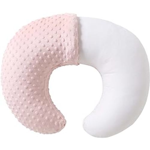 Nursing Pillow and Positioner, Breastfeeding, Bottle Feeding, Baby Sitting Support with Removable Ultra Soft Cover, Tummy Time Support for Baby Boys and Girls (Lightpink)