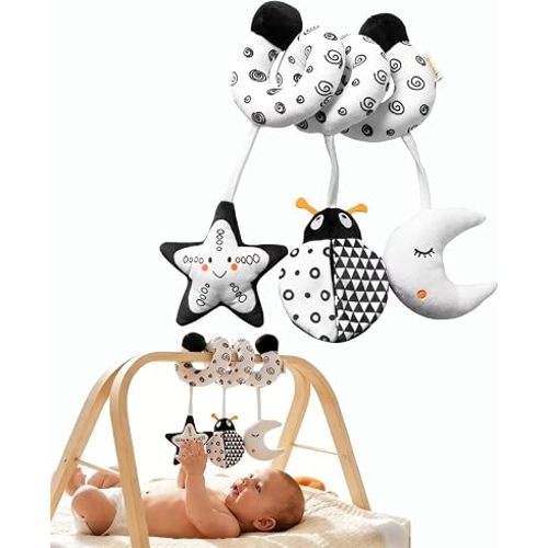 Multi-Use Baby Spiral Activity Toy – Spiral carseat Toy for Car Seat, Stroller,Play Gym, Keeps Baby Quiet, Easy Travel Solution