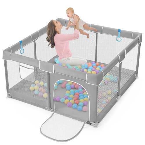 Baby Playpen, HDJ Portable Baby Playard 50 inch with Storage Bag for 0-36 Months Toddlers, Gray - Shop Black Friday Deals for 2024!
