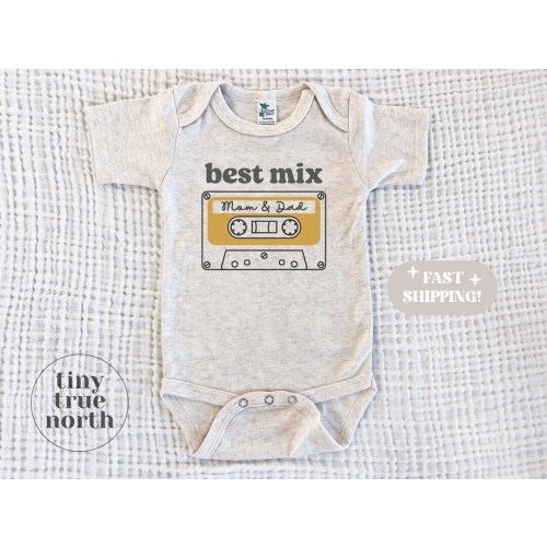The Perfect Mix Baby One Piece - Retro Cassette Bodysuit - I Love My Mom & Dad Baby Bodysuit - Cute Baby Gift - Baby Shower Gift