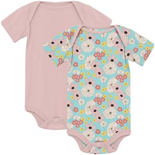 KicKee Pants Short Sleeve One-Piece Set of 2, Super Soft Viscose Baby Clothes, Boys and Girls Bodysuit