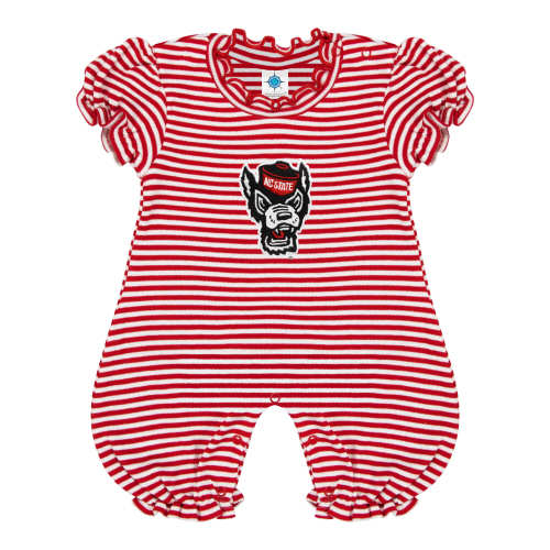 NC State Wolfpack Stripe Puff Sleeve Romper | College Baby