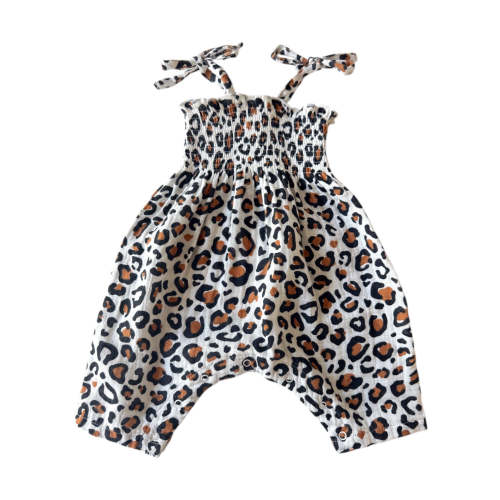 Leopard / Muslin Smocked Jumpsuit