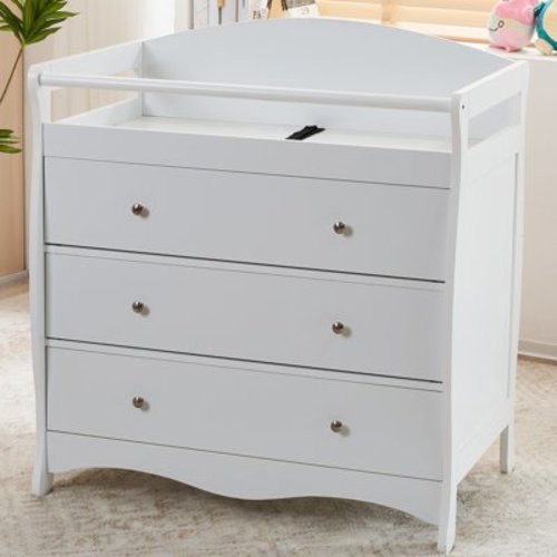 Free Shipping! Ktaxon 3-Drawer Changing Table, Wood Infant Diaper Changing Station with Drawers, Baby Dresser for Nursery, (White)