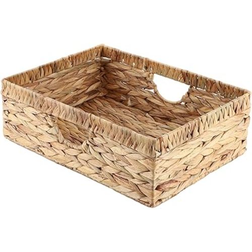 Water Hyacinth Storage Baskets, Hand-Woven Baskets with Built-in Handles Wicker Baskets for Organizing Storage Baskets for Bedroom,Living room,Pantry(Original)