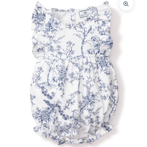 Baby's Twill Ruffled Romper in Timeless Toile