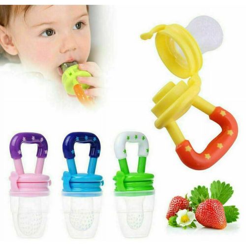 Midewhik Baby Fruit Feeder Pacifier (2PC Orange), Fresh Food Feeding Teether for Toddler, BPA Free, Soothing Gum Relief, Infant Silicone Teething Toy, Suitable for Baby 6-12 Months