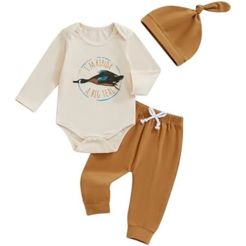 Baby Boys Duck Hunter Clothes Mallard Duck Long Sleeve Bodysuit Romper Legging 3Pcs Toddler Baby Hunting Outfit Stuff