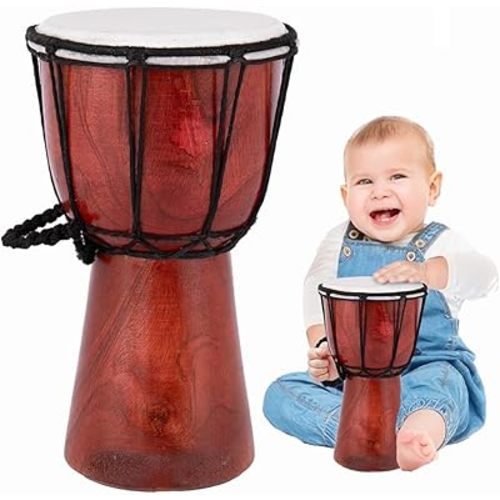 ArtCreativity 8 Inch Mini Wooden Toy Drum for Kids - Rustic Brown Wood Djembe Drum - Fun Musical Instrument Baby Drum Toy - Gift Idea, Birthday Party Favor for Boys, Girls, Toddler and Baby