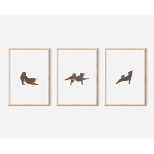 Black and Tan Shiba Inu Yoga Japandi Dog Wall Art Shiba Inu - Etsy