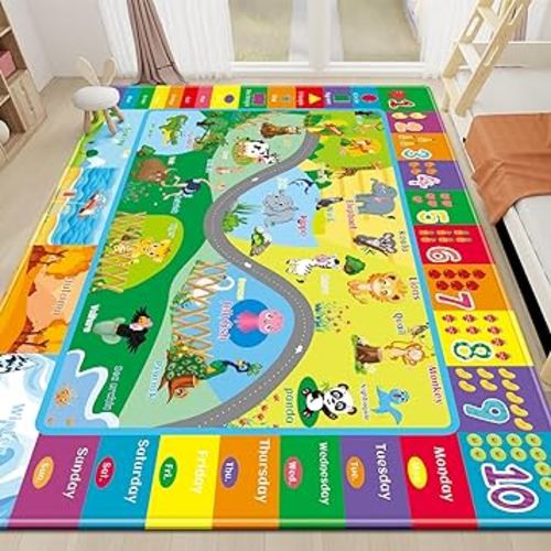 Kids Rugs Play Mat, Animals Zoo Play Rug for Playroom, Fun Playmat ABC Alphabet Educational Area Rug, Kids Baby Floor Mat, Kids Play Rug for Nursery Classroom Bedroom (78.7X59 INCH)
