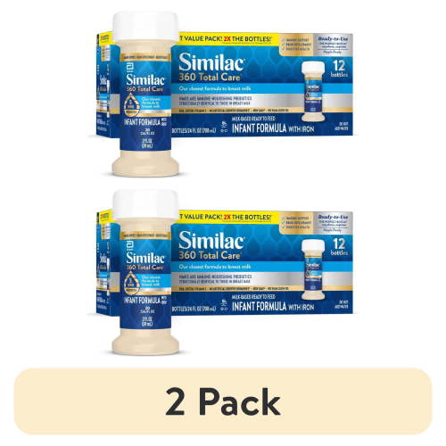 (2 pack) Similac 360 Total Care Ready-to-Feed Baby Formula, 2 fl oz, 12 Bottles