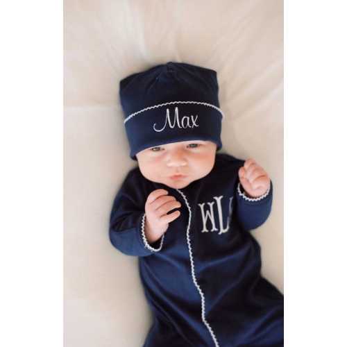 Navy w/White Picot Footie