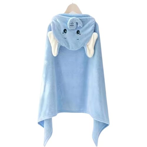 Baby Hooded Towel,Toddler Hooded Bath Towel Baby Towels and Washcloths Baby Bath Essentials（Blue Elephant）