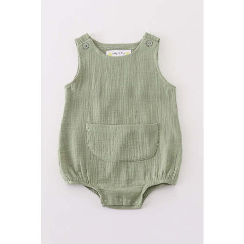 Baby Boy Sage Muslin Bubble | 100% Cotton