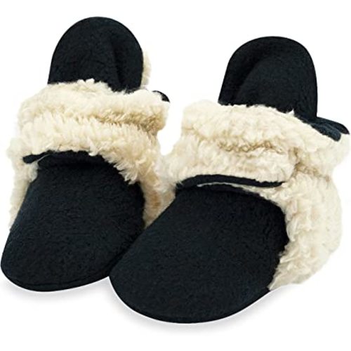 Zutano Unisex Fleece Baby Booties, Soft Sole and Non Slip | Stay On Slipper Socks for Infant/Toddler, Girls, Boys 3-24 Months