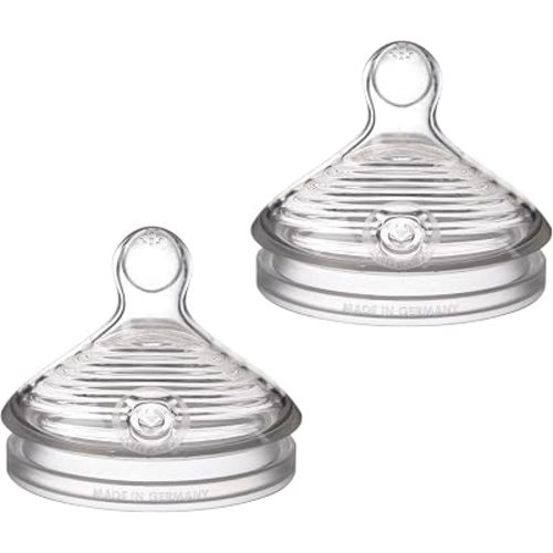 NUK Simply Natural Baby Bottle Nipples - Slow Flow, Silicone, Extra Soft, Anti-Colic Air System, BPA-Free, Pack of 2