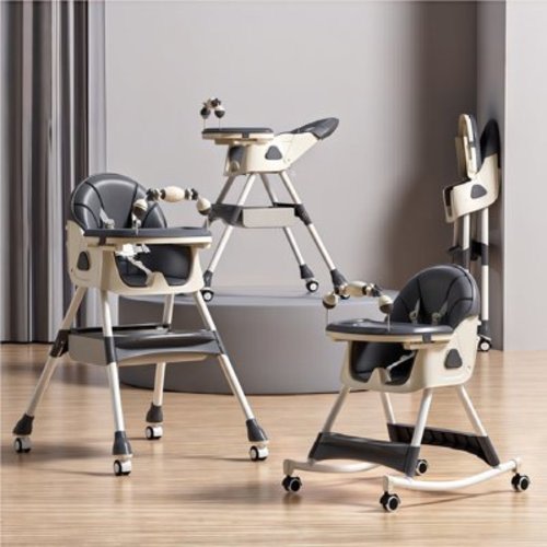 Baby High Chair & Rocking Chair & Baby scooter & Feeding Chair with Toy Rack for Babies and Toddlers,Convertible High Chair Seat,Gray