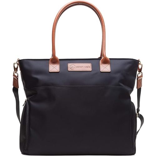 Sarah Wells Abby Breast Pump Bag with Real Leather Straps (Black)