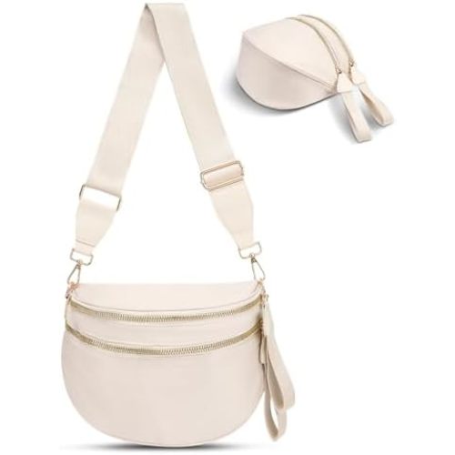 Checkered Crossbody Bag,Nylon Bum Bags for Women Crossbody,Spacious Sling Bag Purse Fanny Packs with Shoulder Strap