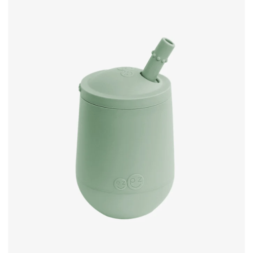 Silicone Mini Cup + Straw Training System by ezpz, Sage