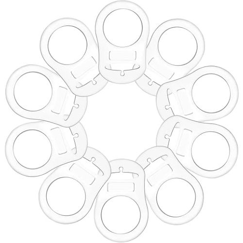 10 Pieces Silicone Adapter Rings Baby Holder and Clip MAM-Compatible (Soft &Transparent)