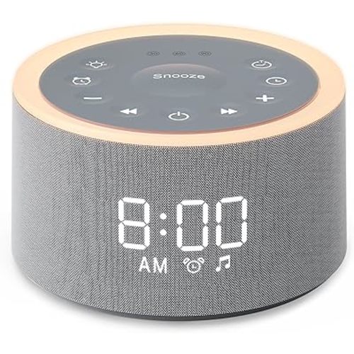 Dreamegg D1+ Sound Machine & Alarm Clock - Sound Machine for Sleep, White Noise Machine with 29 Soothing Sounds, Night Light, 0-100% Dimmable, White Noise Alarm Clock for Bedrooms Adults Baby