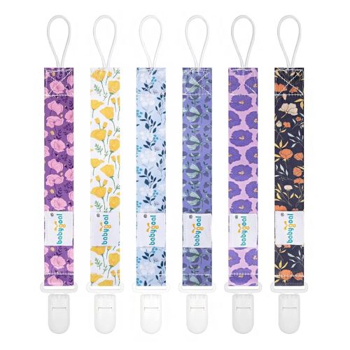 Babygoal Floral Pacifier Clips, 6 Pack Binky Paci Holder and Leash for Boys and Girls Fits for Most Pacifier, Binkie Styles & Baby Teethers & Toys and Gift 6PB21