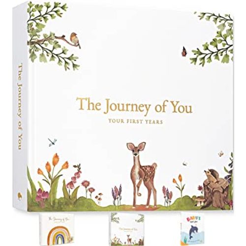 Baby Memory Book for Girl or Boy - First 5 Year Unisex Woodland Animal Keepsake to Log New Born 1st Milestone - Gender Neutral Photo Album - Parent Scrapbook Journal - Pregnancy Gift for Expecting Mom