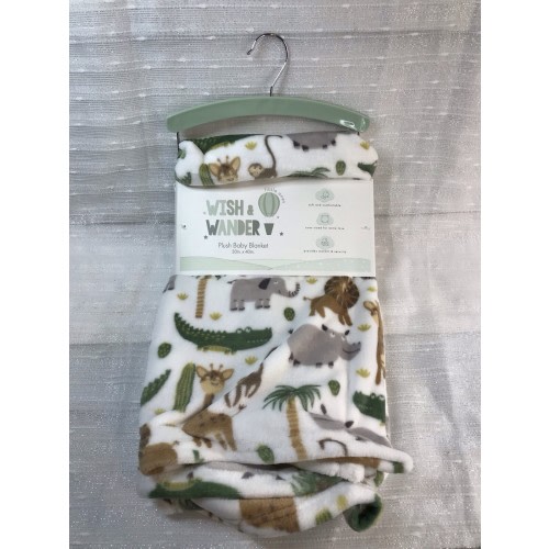 Safari Animal Jungle Baby Blanket Security Lovey Plush Unisex Wish & Wonder NEW