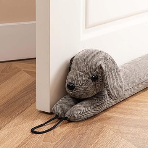 habibee Door Draft Stopper for Bottom of Doors, Avoid Noise, Light, Cold Air and Bugs, Cute Animal Wind Blocker for Window, Decorative Sound Proofing for Home Essentials, 32 inch, Coffee Dog