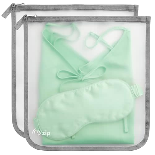 (re) zip 2-Pack Gallon Size Storage Bags | Zippered, Reusable Bags for Travel & Household Storage | BPA-Free, Food Grade, Machine Washable (Gray)